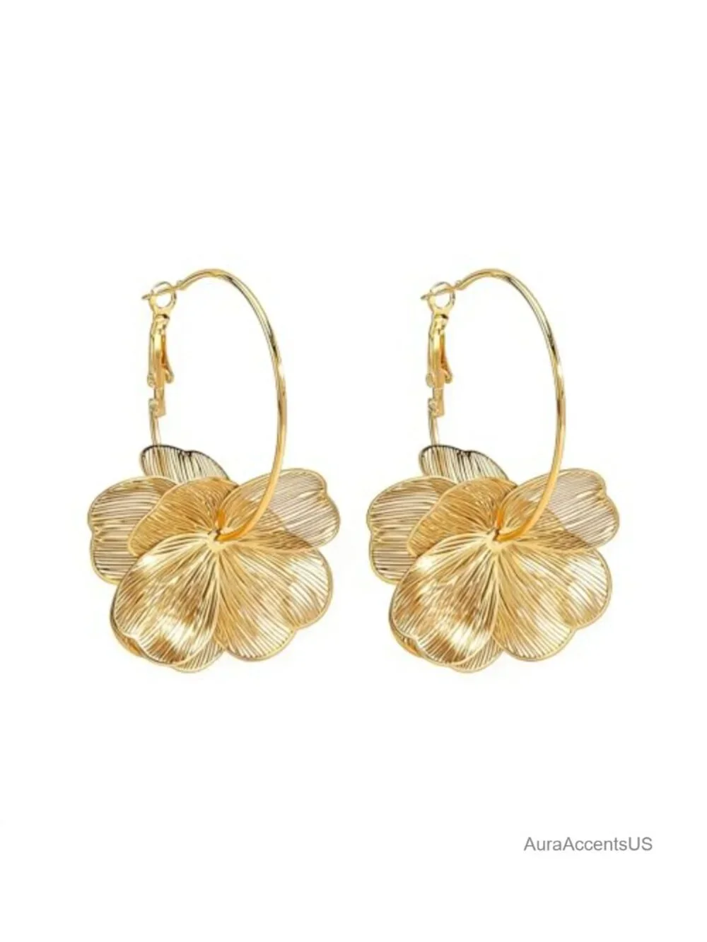 Gold-Tone Filigree Floral Dangle Earrings Long Drop Vintage Statement
